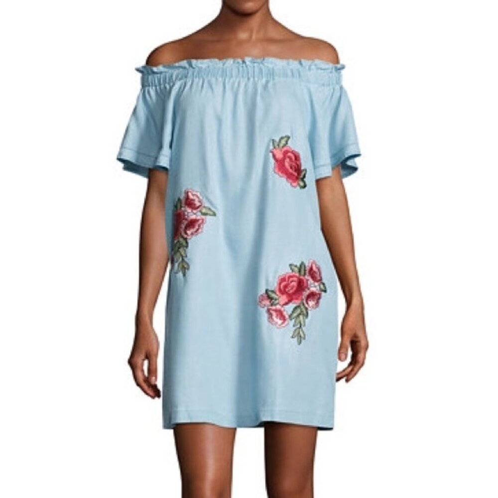 Boho Off-The-Shoulder Sundress w/ Rose Detail - Women's XL (LIKE NEW)